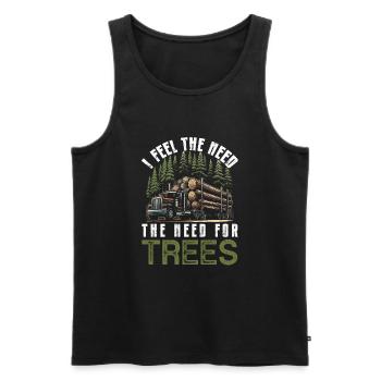 Log Truck Driver Timber Lorry Funny Logging Truck - Men's Premium Organic Tank Top - black - Front - AI Model Male 178 light (178cm)