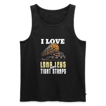 Log Truck Driver Timber Lorry Funny Logging Truck - Men's Premium Organic Tank Top - black - Front - AI Model Male 178 light (178cm)
