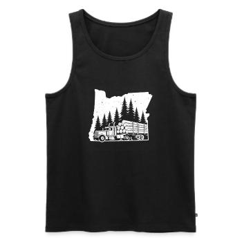 Log Truck Driver Timber Lorry Funny Logging Truck - Men's Premium Organic Tank Top - black - Front - AI Model Male 178 light (178cm)