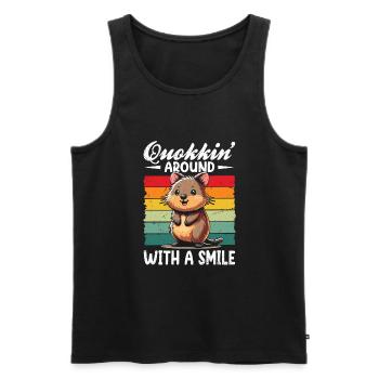 Quokka - Männer Premium Bio Tank Top - Schwarz - Vorne - AI Model Male 178 light (178cm)