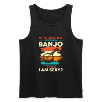 Bluegrass Banjo - Männer Premium Bio Tank Top - Schwarz - Vorne - Michal (187cm)