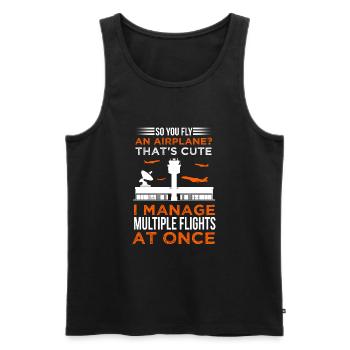 Air traffic controller - Men's Premium Organic Tank Top - black - Front - AI Model Male 178 light (178cm)