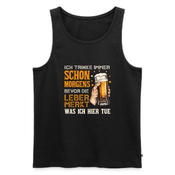 Les buveurs de bière boivent de la bière - Débardeur bio Premium Homme - noir - Devant - AI Model Male 178 light (178cm)