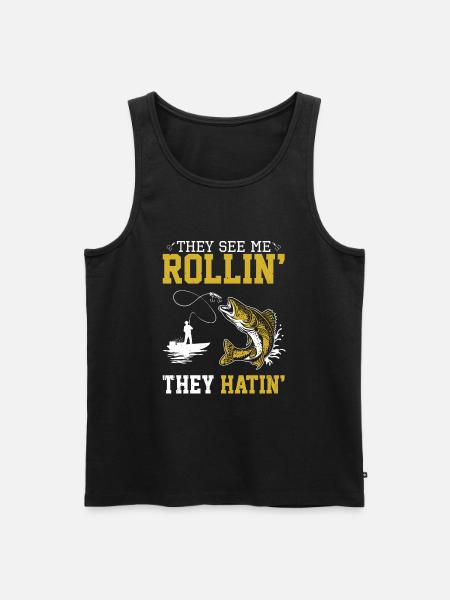 Walleye Fishing - Männer Premium Bio Tank Top - Schwarz