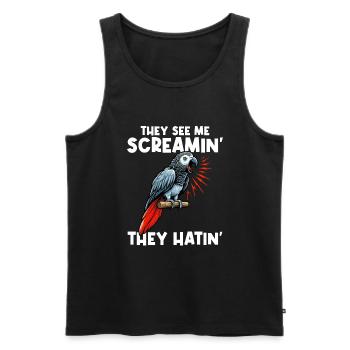 African Grey Parrot - Männer Premium Bio Tank Top - Schwarz - Vorne - AI Model Male 178 light (178cm)