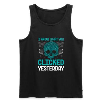 Analyste en cybersécurité Funny Cybersecurity - Débardeur bio Premium Homme - noir - Devant - Michal (187cm)