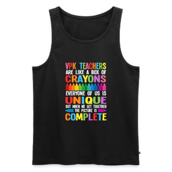 VPK Teacher Voluntary Prekindergarten - Men's Premium Organic Tank Top - black - Front - AI Model Male 178 light (178cm)