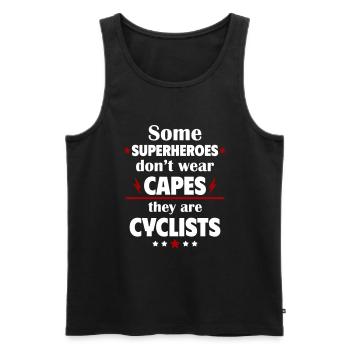 Certains héros ne portent pas de capes, les cyclistes - Débardeur bio Premium Homme - noir - Devant - Michal (187cm)