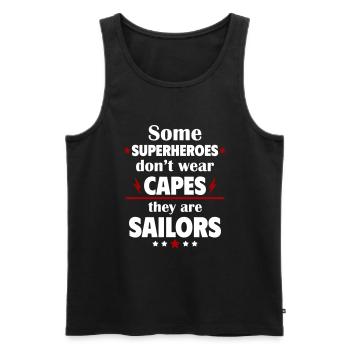 Certains héros ne portent pas de capes, les marins - Débardeur bio Premium Homme - noir - Devant - Michal (187cm)