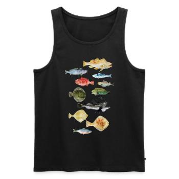 Fish from the sea - Men's Premium Organic Tank Top - black - Front - AI Model Male 178 light (178cm)