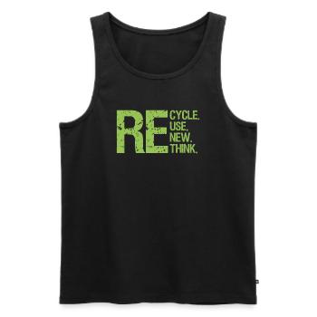 Recycle Reuse Renew Rethink Earth Day - Men's Premium Organic Tank Top - black - Front - Michal (187cm)