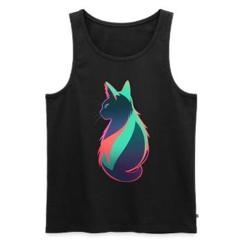 wonderful cat neon colorful colorful - Men's Premium Organic Tank Top - black - Front - AI Model Male 178 light (178cm)
