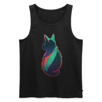 Neon Katze Kunst - Männer Premium Bio Tank Top - Schwarz - Vorne - Michal (187cm)