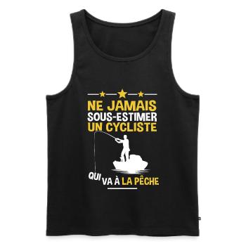 Cycliste pêcheur vélo pêche cadeau humour - Débardeur bio Premium Homme - noir - Devant - Michal (187cm)