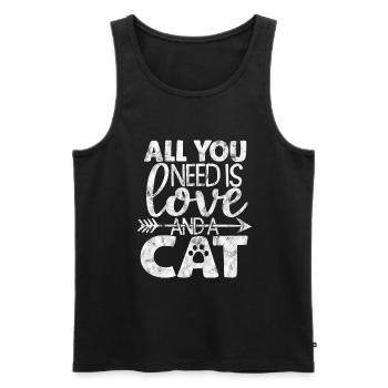 Tout ce dont vous avez besoin, c’est d’amour et d’un chat - Dictons de chat - Débardeur bio Premium Homme - noir - Devant - Michal (187cm)