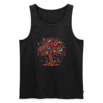 Butterfly Tree Colorful Butterflies Flies - Men's Premium Organic Tank Top - black - Front - Michal (187cm)