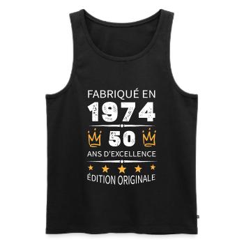 Made in 1974 Born in 1974 50 Years Anniversary - Men's Premium Organic Tank Top - black - Front - AI Model Male 178 light (178cm)