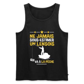 Lensois cadeau drôle pêcheur Lens ville - Débardeur bio Premium Homme - noir - Devant - Michal (187cm)