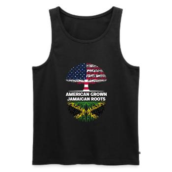 American grown Jamaican Roots Jamaika - Männer Premium Bio Tank Top - Schwarz - Vorne - Michal (187cm)