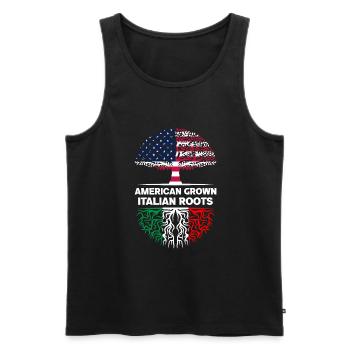 American grown Italian Roots Italien - Männer Premium Bio Tank Top - Schwarz - Vorne - Michal (187cm)