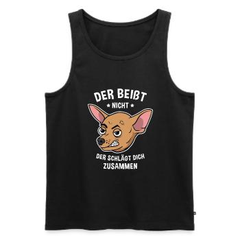 Der Beißt Nicht Der Schlägt Dich Zusammen Chiwawa - Männer Premium Bio Tank Top - Schwarz - Vorne - AI Model Male 178 light (178cm)