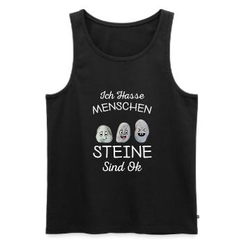 Ich Hasse Menschen Steine Sind Ok - Männer Premium Bio Tank Top - Schwarz - Vorne - Michal (187cm)