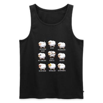 Landwirt Bauer Comic Cartoon Schafwolle Schafe - Männer Premium Bio Tank Top - Schwarz - Vorne - AI Model Male 178 light (178cm)