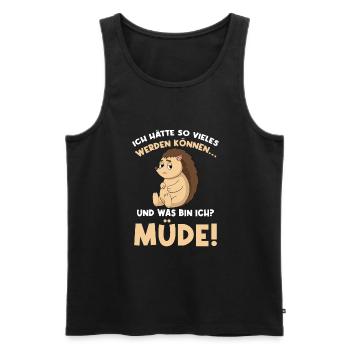 Schlafmütze Faulenzen Schlafen Pyjama Igel - Männer Premium Bio Tank Top - Schwarz - Vorne - AI Model Male 178 light (178cm)