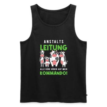 Anstaltsleitung Alle Kühe Hören Auf Mein Kommando - Männer Premium Bio Tank Top - Schwarz - Vorne - AI Model Male 178 light (178cm)