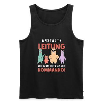Anstaltsleitung Alle Lamas Hören Auf Mein Kommando - Männer Premium Bio Tank Top - Schwarz - Vorne - AI Model Male 178 light (178cm)