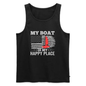 Catamaran Captain Sailboat - Men's Premium Organic Tank Top - black - Front - Michal (187cm)