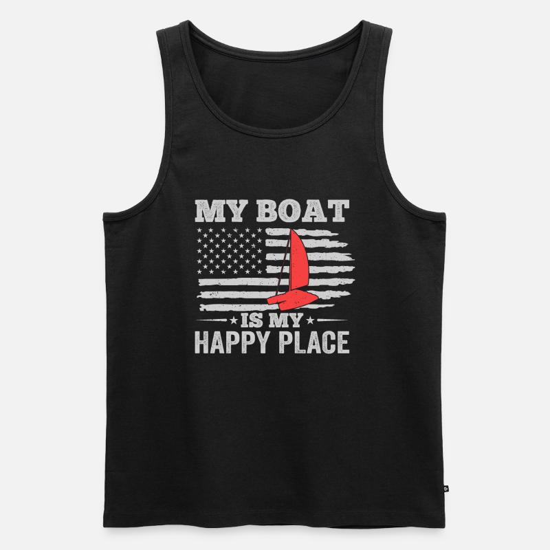 Katamaran Kapitän Segelboot - Männer Premium Bio Tank Top - Schwarz