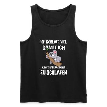 Schlafmütze Faulenzen Schlafen Pyjama Koala - Männer Premium Bio Tank Top - Schwarz - Vorne - AI Model Male 178 light (178cm)