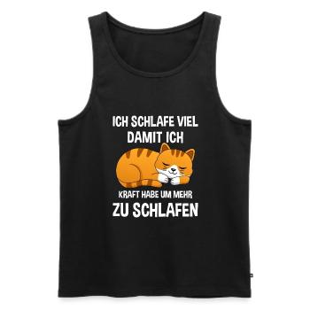 Schlafmütze Faulenzen Schlafen Pyjama Katze - Männer Premium Bio Tank Top - Schwarz - Vorne - AI Model Male 178 light (178cm)