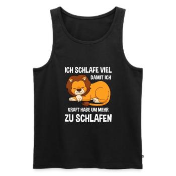 Schlafmütze Faulenzen Schlafen Pyjama Löwe - Männer Premium Bio Tank Top - Schwarz - Vorne - AI Model Male 178 light (178cm)