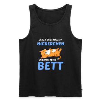 Schlafmütze Faulenzen Schlafen Pyjama Katze - Männer Premium Bio Tank Top - Schwarz - Vorne - AI Model Male 178 light (178cm)