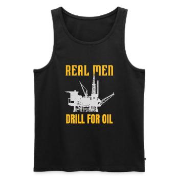 De vrais hommes forant pour le pétrole - Débardeur bio Premium Homme - noir - Devant - Michal (187cm)