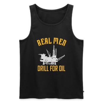 De vrais hommes forant pour le pétrole - Débardeur bio Premium Homme - noir - Devant - Michal (187cm)