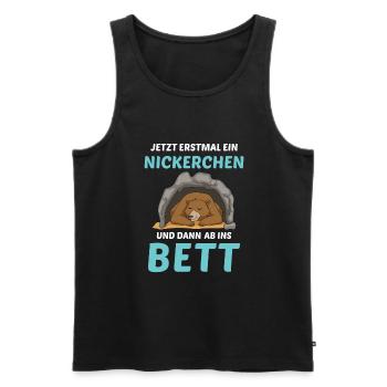 Schlafmütze Faulenzen Schlafen Pyjama Bär - Männer Premium Bio Tank Top - Schwarz - Vorne - AI Model Male 178 light (178cm)