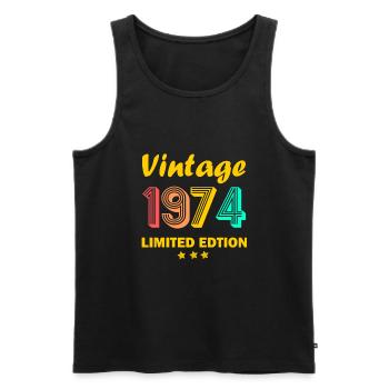 1974 limited edition retro vintage 1974 gift - Men's Premium Organic Tank Top - black - Front - AI Model Male 178 light (178cm)
