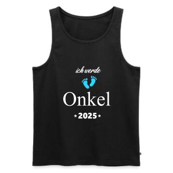 Je serai oncle Annonce de grossesse 2025 - Débardeur bio Premium Homme - noir - Devant - AI Model Male 178 light (178cm)