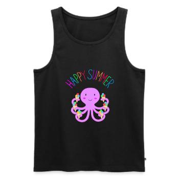 Happy Summer Octopus Cute Kids Summer Octopus Cream - Men's Premium Organic Tank Top - black - Front - AI Model Male 178 light (178cm)