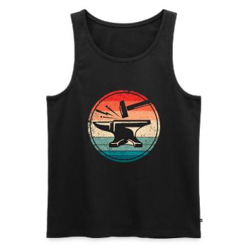 Retro Anvil Farrier Tool Blacksmith Anvil - Men's Premium Organic Tank Top - black - Front - AI Model Male 178 light (178cm)