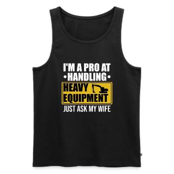 Retro Excavator Slogan Excavator Driver Construction Site - Men's Premium Organic Tank Top - black - Front - Michal (187cm)
