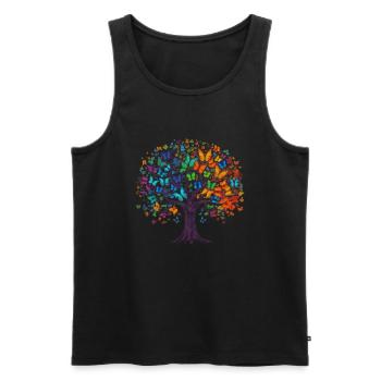 Butterfly Tree Colorful Butterflies Flies - Men's Premium Organic Tank Top - black - Front - Michal (187cm)