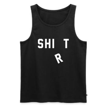 Shirt Shit - Men's Premium Organic Tank Top - black - Front - AI Model Male 178 light (178cm)