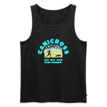 Canicross -who run with the dog. (Sunset) - Men's Premium Organic Tank Top - black - Front - AI Model Male 178 light (178cm)