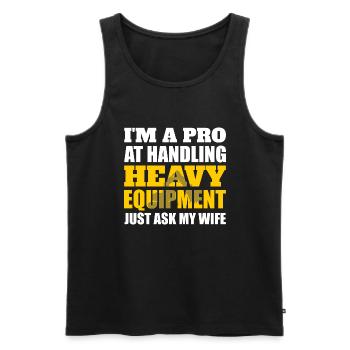 Retro Excavator Slogan Excavator Driver Construction Site - Men's Premium Organic Tank Top - black - Front - Michal (187cm)