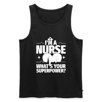 Ich bin Krankenschwester, was ist deine - Männer Premium Bio Tank Top - Schwarz - Vorne - Michal (187cm)
