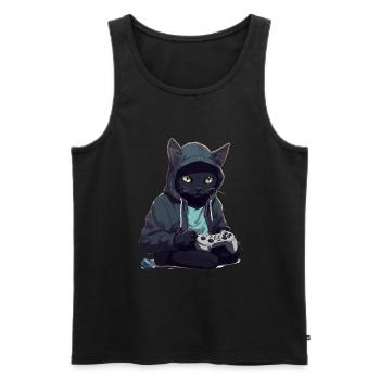 Gamer Black Cat Gaming Bombay Cats Gambler - Débardeur bio Premium Homme - noir - Devant - Michal (187cm)